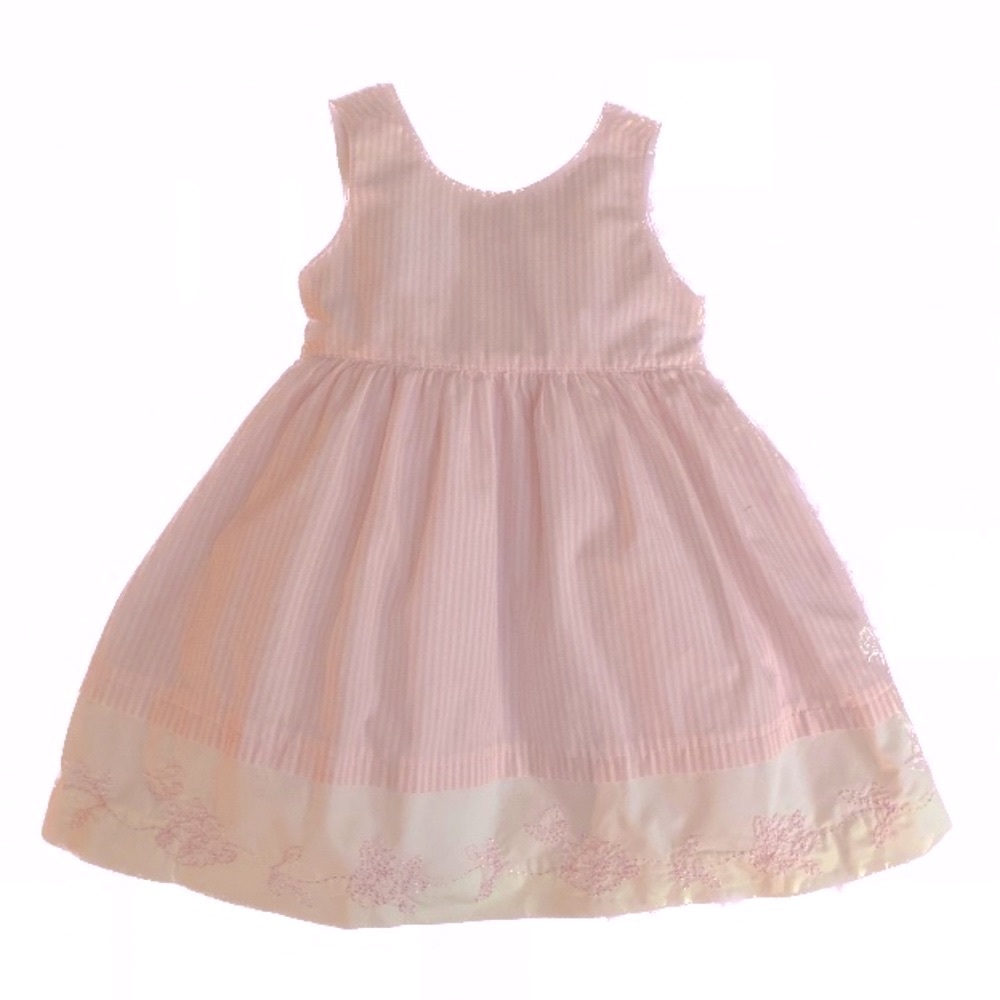 Tommy Hilfiger Pink and White Dress Floral Embroidery, Baby Girl Size 3-6 months